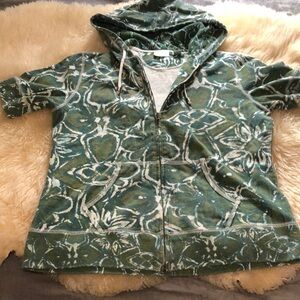 Chicos short sleeve zip up hoodie